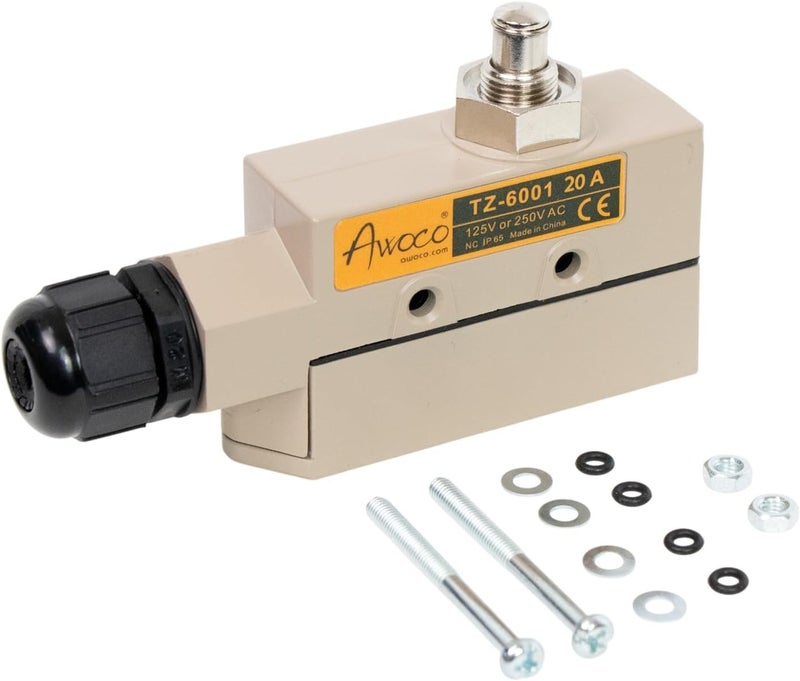 Awoco Heavy Duty Commercial Plunger Door Micro Switch for Air Curtains, 250V 20A IP 65 Limit Switch Type NO and Type NC (TZ-6001-20A) - Image 1